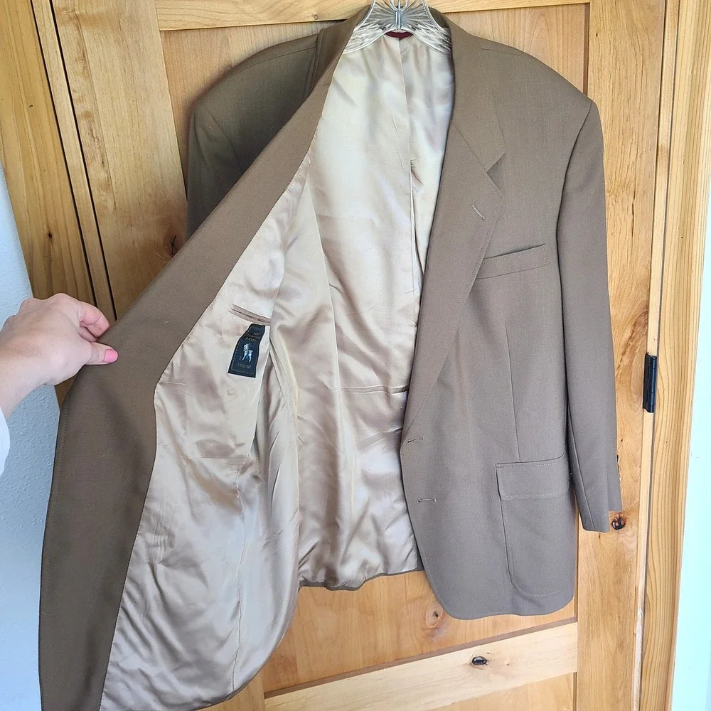 Hart Schaffner Marx Jack Nicklaus Sz 46R‎ Tan Blazer Classic Preppy Heritage